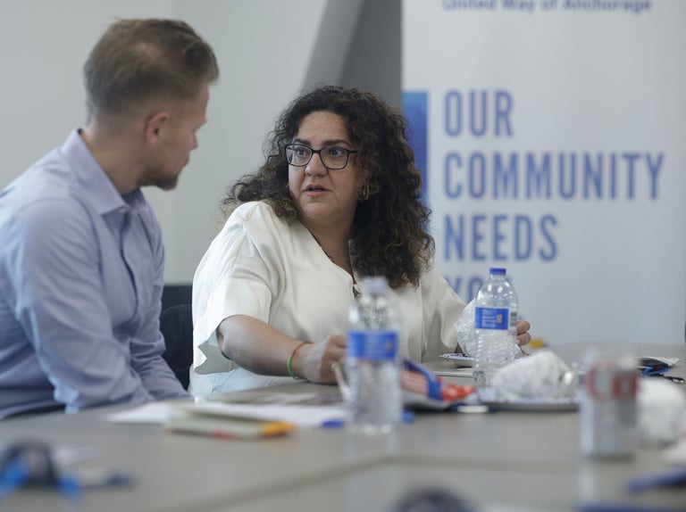 Daniel Bentle with a woman at a United Way luncheon. Photo by Trevor from United way.